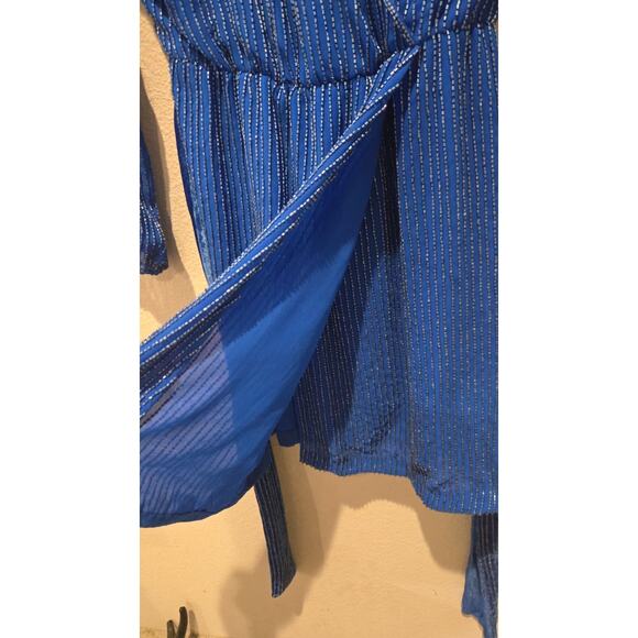 Karina Grimaldi Garda Women's Beaded Wrap Dress Blue Knee Length Size S - Picture 8 of 8